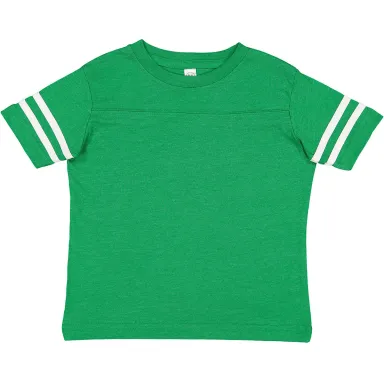 3037 Rabbit Skins Toddler Fine Jersey Football Tee in Vn green/ bd wht front view