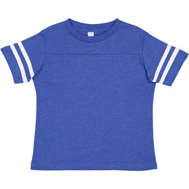 3037 Rabbit Skins Toddler Fine Jersey Football Tee in Vn royal/ bd wht front view