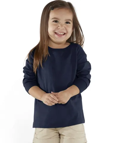 RS3302 Rabbit Skins Toddler Fine Jersey Long Sleev in Navy front view