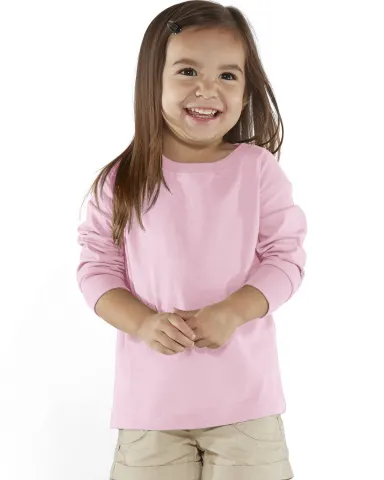 RS3302 Rabbit Skins Toddler Fine Jersey Long Sleev in Pink front view