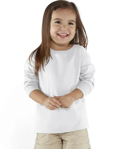RS3302 Rabbit Skins Toddler Fine Jersey Long Sleev in White front view