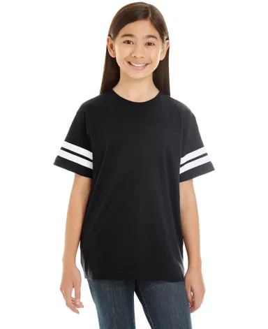 6137 LAT Jersey Youth Football Tee BLACK/ WHITE front view