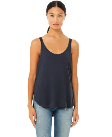 8802 Bella + Canvas - Women's Flowy Tank with Side in Heather navy front view