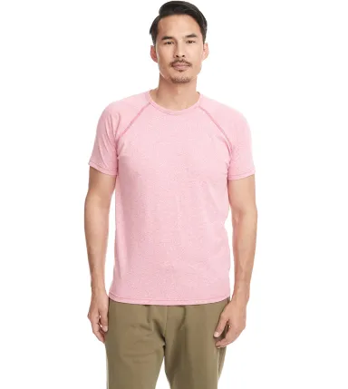2050 Next Level Men's Mock Twist Raglan T-Shirt in Tech pink front view