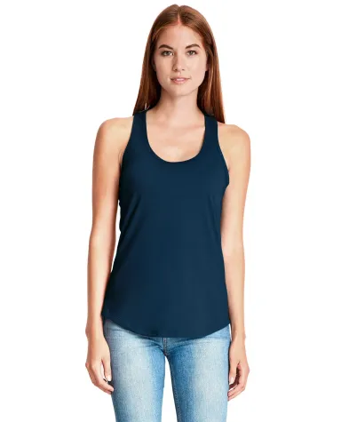 6338 Next Level Ladies' Gathered Racerback Tank in Midnight navy front view