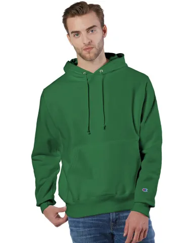 S1051 Champion Logo Reverse Weave Hoodie in Kelly green front view