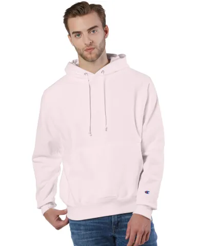 S1051 Champion Logo Reverse Weave Hoodie in Body blush front view