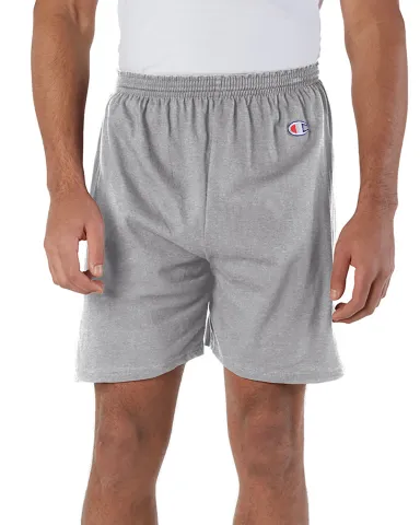 8187 Champion 6.3 oz. Ringspun Cotton Gym Shorts in Oxford gray front view