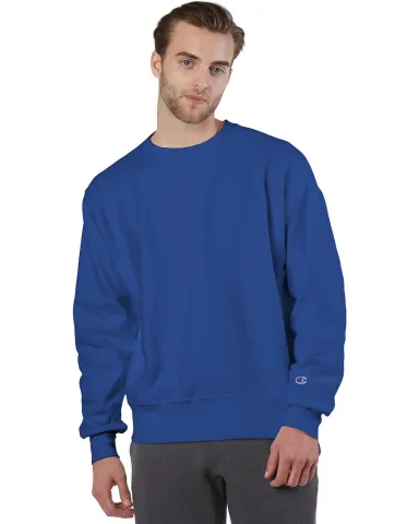 S1049 Champion Logo Reverse Weave Pullover in Athletic royal front view