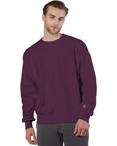 S1049 Champion Logo Reverse Weave Pullover in Maroon front view