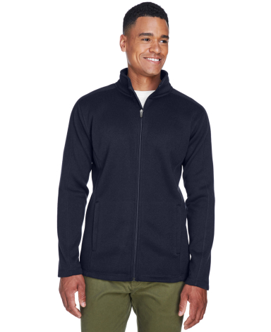 DG793 Devon & Jones Men's Bristol Full-Zip Sweater in Navy front view