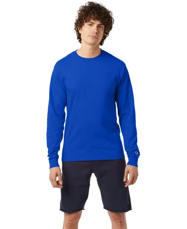 CC8C Champion Logo Long-Sleeve Tagless Tee in Athletic royal front view