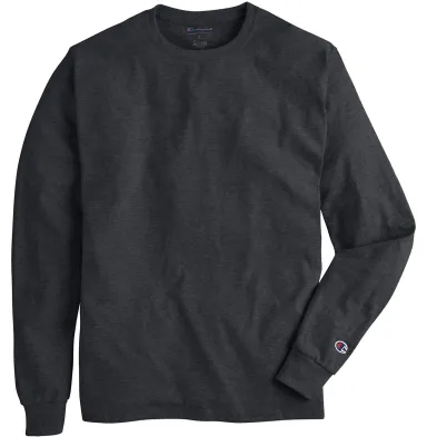 CC8C Champion Logo Long-Sleeve Tagless Tee in Charcoal heather front view