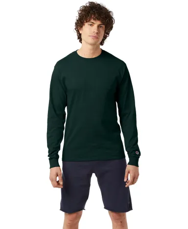 CC8C Champion Logo Long-Sleeve Tagless Tee in Dark green front view