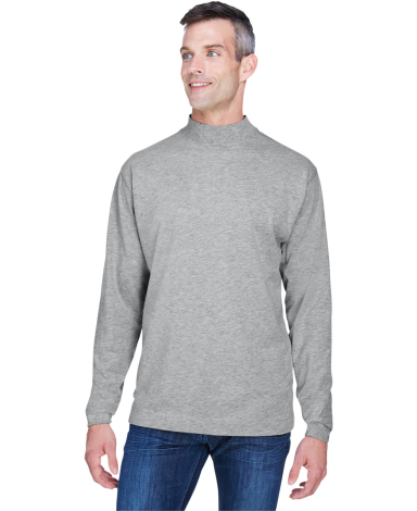 D420 Devon & Jones Adult Sueded Cotton Jersey Mock in Grey heather front view