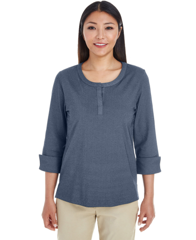 DG230W Devon & Jones Ladies' Central Cotton Blend  in Navy heather front view