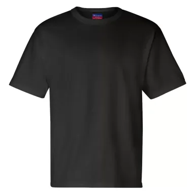 T105 Champion Logo Heritage Jersey T-Shirt BLACK front view