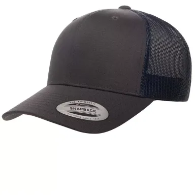 6606 Yupoong Retro Trucker Cap CHARCOAL/ NAVY front view