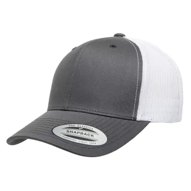 6606 Yupoong Retro Trucker Cap CHARCOAL/ WHITE front view