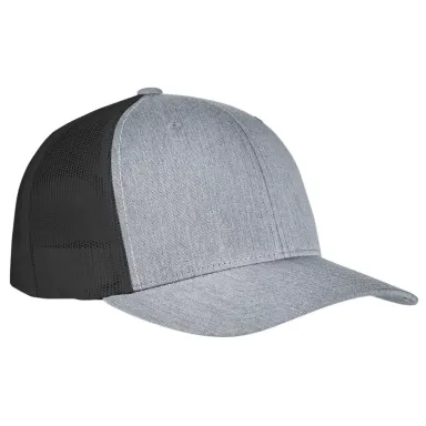6606 Yupoong Retro Trucker Cap HEATHER/ BLACK front view