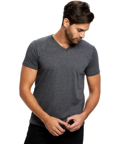 US Blanks US2200 Men's V-Neck T-shirt in Heather charcoal front view