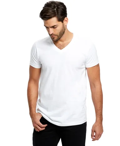 US Blanks US2200 Men's V-Neck T-shirt in White front view