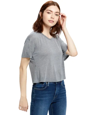 US Blanks US309 Modal Flowy Crop Top in Heather grey front view