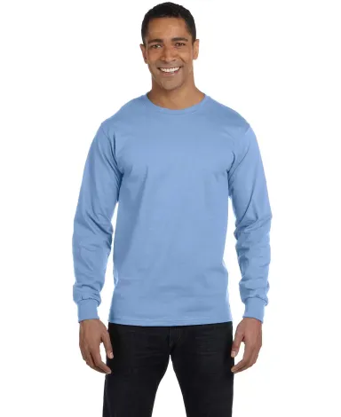 5186 Hanes 6.1 oz. Ringspun Cotton Long-Sleeve Bee in Light blue front view