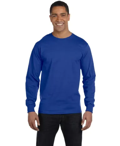 5186 Hanes 6.1 oz. Ringspun Cotton Long-Sleeve Bee in Deep royal front view