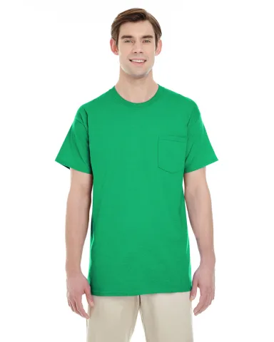 Gildan 5300 Heavy Cotton T-Shirt with a Pocket in Irish green front view