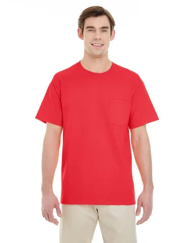 Gildan 5300 Heavy Cotton T-Shirt with a Pocket in Red front view