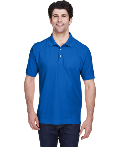 D100 Devon & Jones Men's Pima Pique Short-Sleeve P in French blue front view