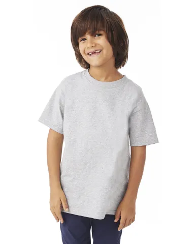 Champion T435 Youth Short Sleeve Tagless T-Shirt in Light steel front view