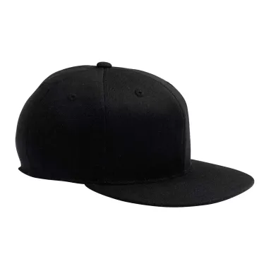 Flexfit 6210FF Flat Bill Cap BLACK front view