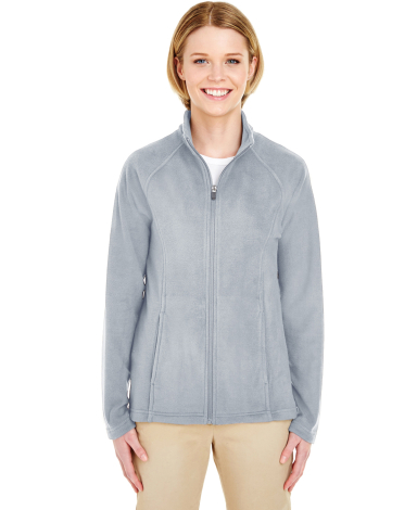 UltraClub 8181 Ladies' Cool & Dry Full-Zip Microfl SILVER front view