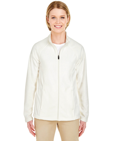 UltraClub 8181 Ladies' Cool & Dry Full-Zip Microfl WINTER WHITE front view