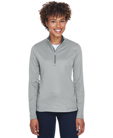 UltraClub 8230L Ladies' Cool & Dry Sport Quarter-Z GREY front view