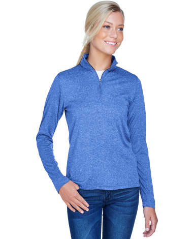 UltraClub 8618W Ladies' Cool & Dry Heathered Perfo ROYAL HEATHER front view