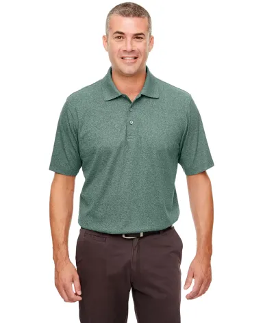 UltraClub UC100 Men's Heathered Pique Polo FOREST GREN HTHR front view