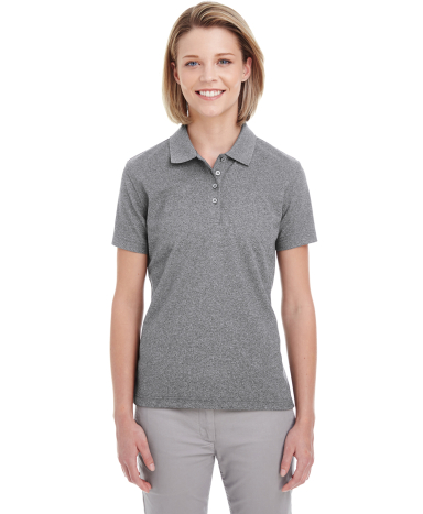 UltraClub UC100W Ladies' Heathered Pique Polo CHARCOAL HEATHER front view