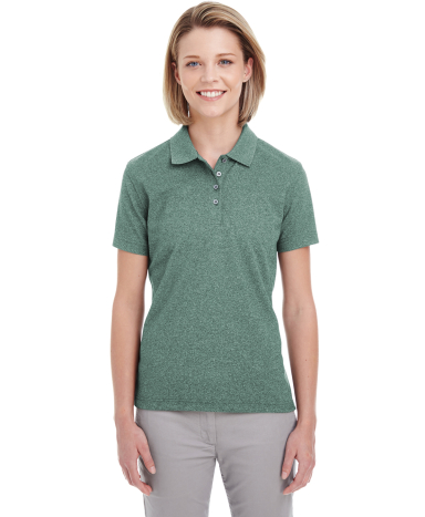 UltraClub UC100W Ladies' Heathered Pique Polo FOREST GREN HTHR front view
