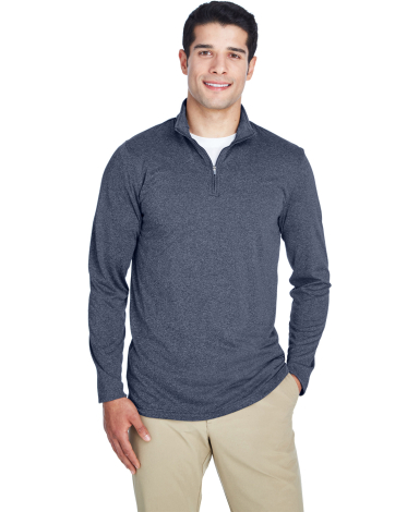 UltraClub 8618 Men's Cool & Dry Heathered Performa NAVY HEATHER front view