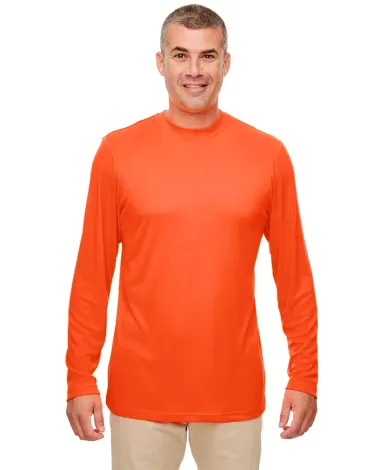 UltraClub 8622 Men's Cool & Dry Performance Long-S BRIGHT ORANGE front view
