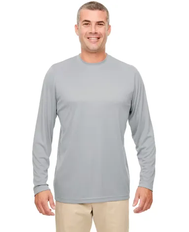 UltraClub 8622 Men's Cool & Dry Performance Long-S GREY front view