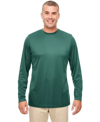 UltraClub 8622 Men's Cool & Dry Performance Long-S FOREST GREEN front view