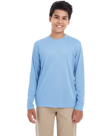 UltraClub 8622Y Youth Cool & Dry Performance Long- COLUMBIA BLUE front view