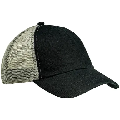 Big Accessories BA601 Washed Trucker Cap in Black / gray front view