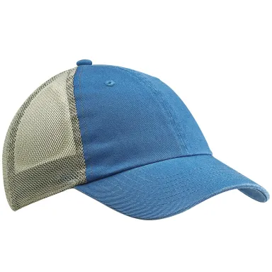 Big Accessories BA601 Washed Trucker Cap in Blue/ gray front view