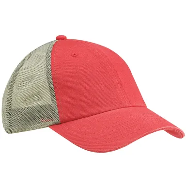 Big Accessories BA601 Washed Trucker Cap in Cosmo/ gray front view