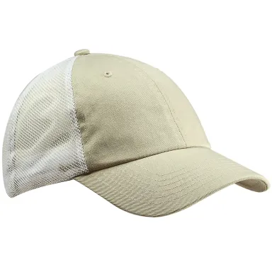 Big Accessories BA601 Washed Trucker Cap in Stone/ white front view